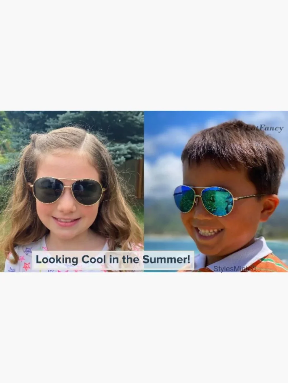 UV400 Protection Aviator Sunglasses for Kids with Hard Case